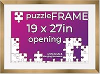 Vista 20 de Poster Palooza Kit de marco para rompecabezas de 18 x 24 pulgadas, incluye hojas de pegamento para rompecabezas, marco de madera de bronce