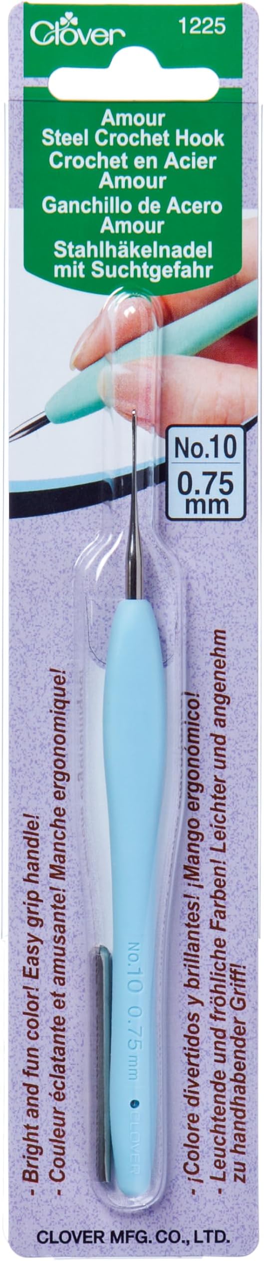 Clover Crochet Hook Steel Amour Blue Size 10 0.75mm 0.75mm 1225