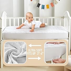 BEDLORE Waterproof Mattress Protector Crib, 2 Pack Soft Mattress Pad, Noiseless Machine Washable Mattress Cover, Ultimate Protection for Your Baby\'s Crib Toddler Bed (52\'\'x28\'\')