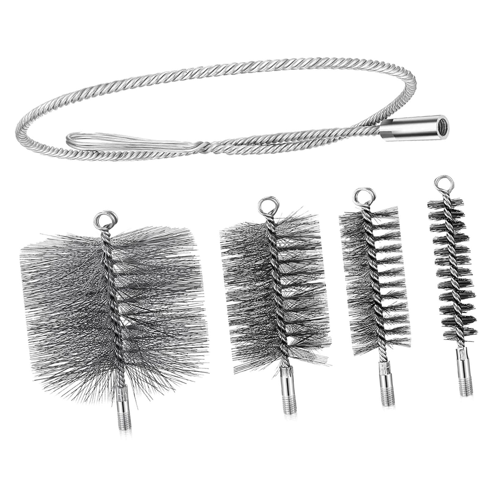 Set di 4 Spazzole per in Filo D'acciaio con Manico Lungo 1 Metro, Versatile E Adatto per Cappe Aspiranti E Altro Ancora, 40 60mm 130mm 170mm