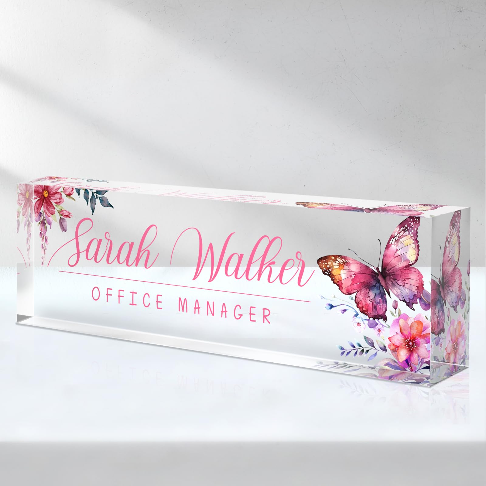 SalaGraphics Desk Name Plate Personalized, Custom for Desk, Office Decor Women Men, Acrylic Accessories, Gifts Coworkers Boss Teacher, Employee