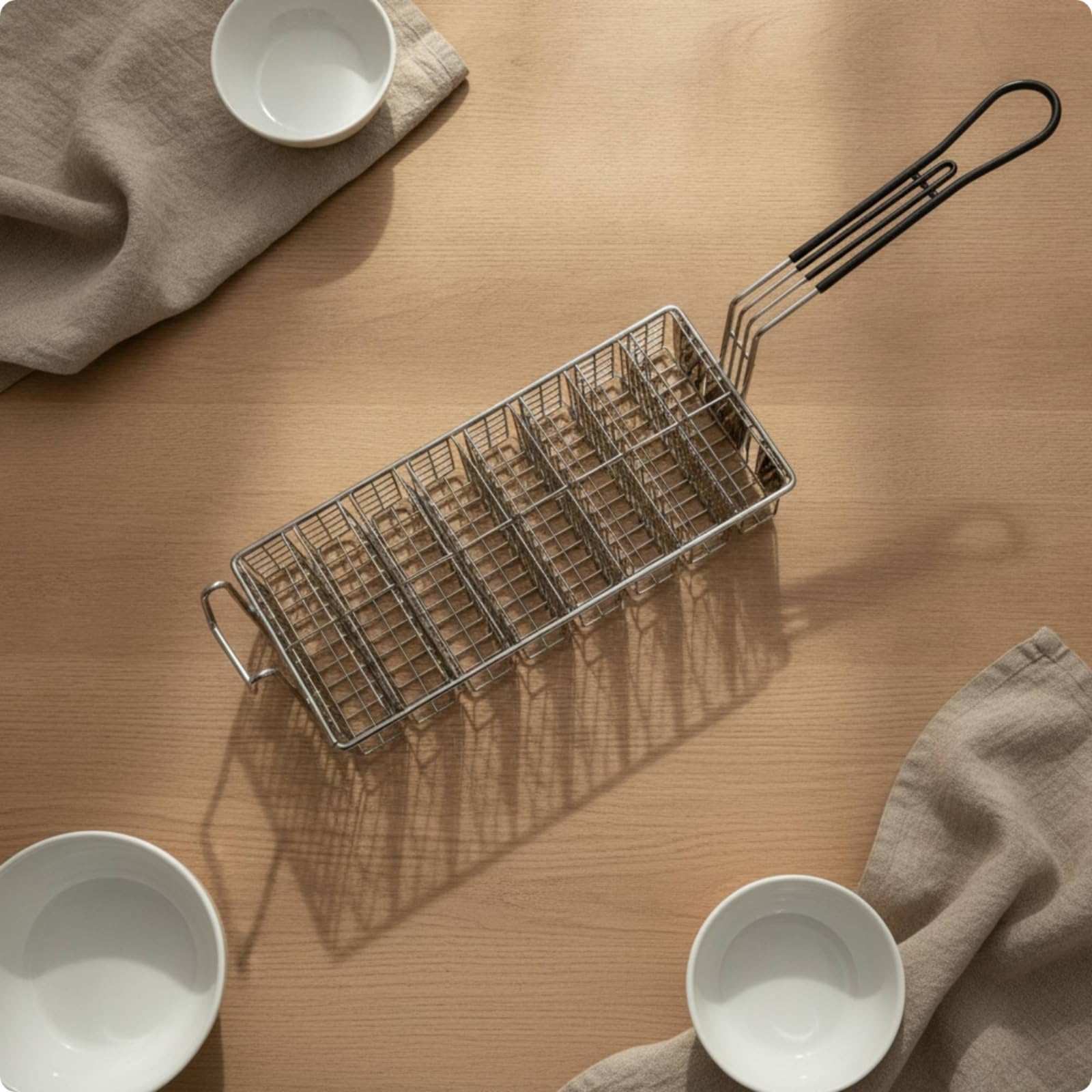 Gralara Cesta Freidora con Mango smontable Acero Inoxidable Profesional para Cocina