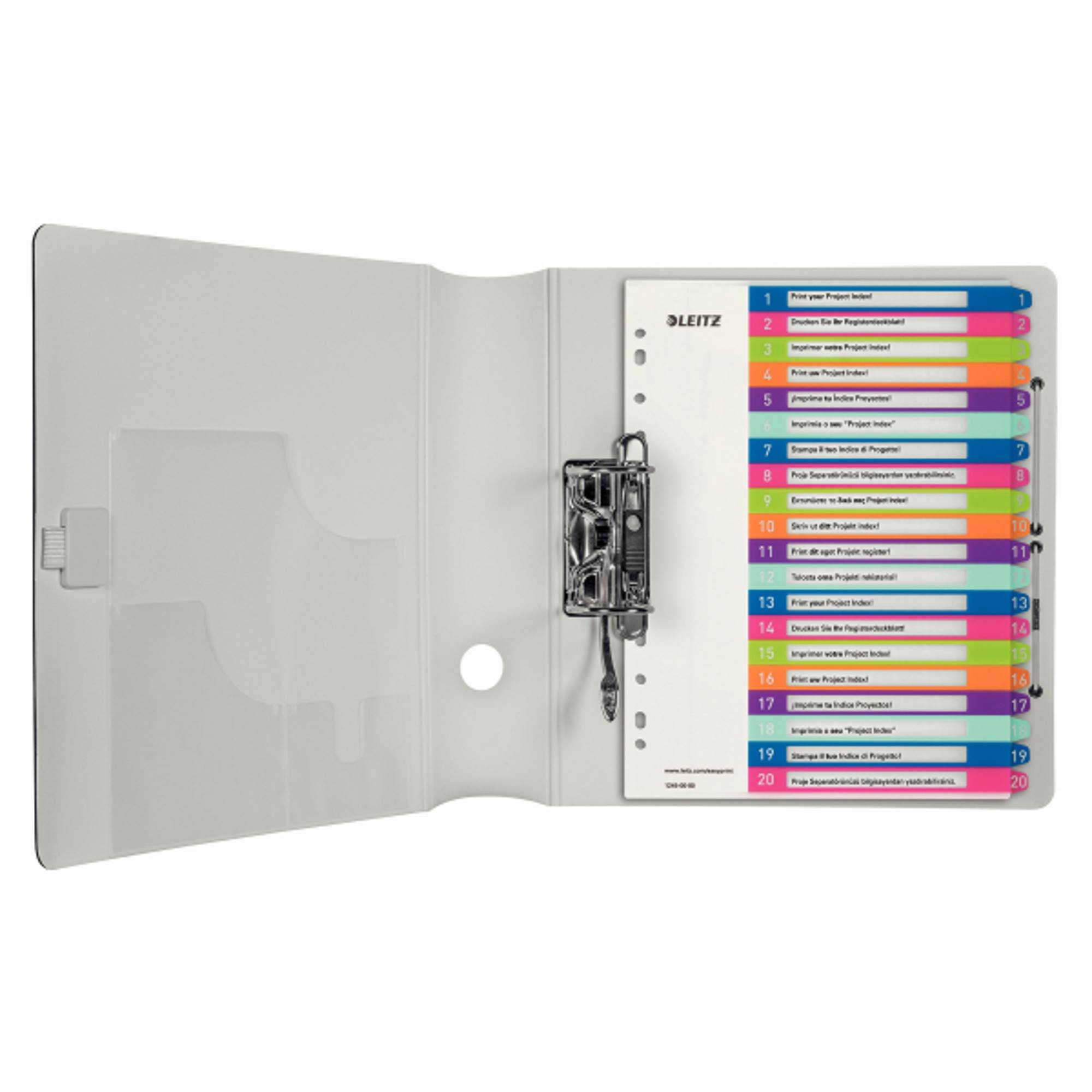 Leitz A4 Register, Trennblätter, Beschriftbares Deckblatt,WOW, Mehrfarbig (Zahlen 1-20 | 10er Pack)