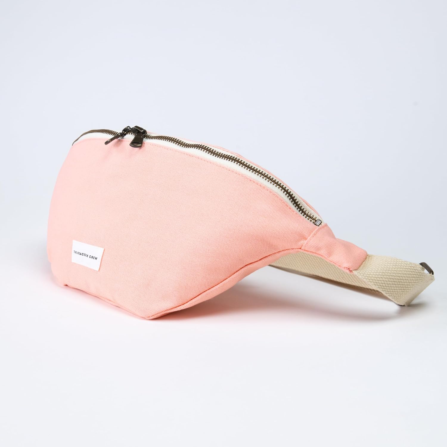 Spacious Blush Pink Crossbody Belt Bag in Cotton Canvas – Lightweight Comfortable & Elegant Sling Pouch Travel Safe Design & Daily Use – Dual Zippers Fanny Pack for Men & Women - Image 6