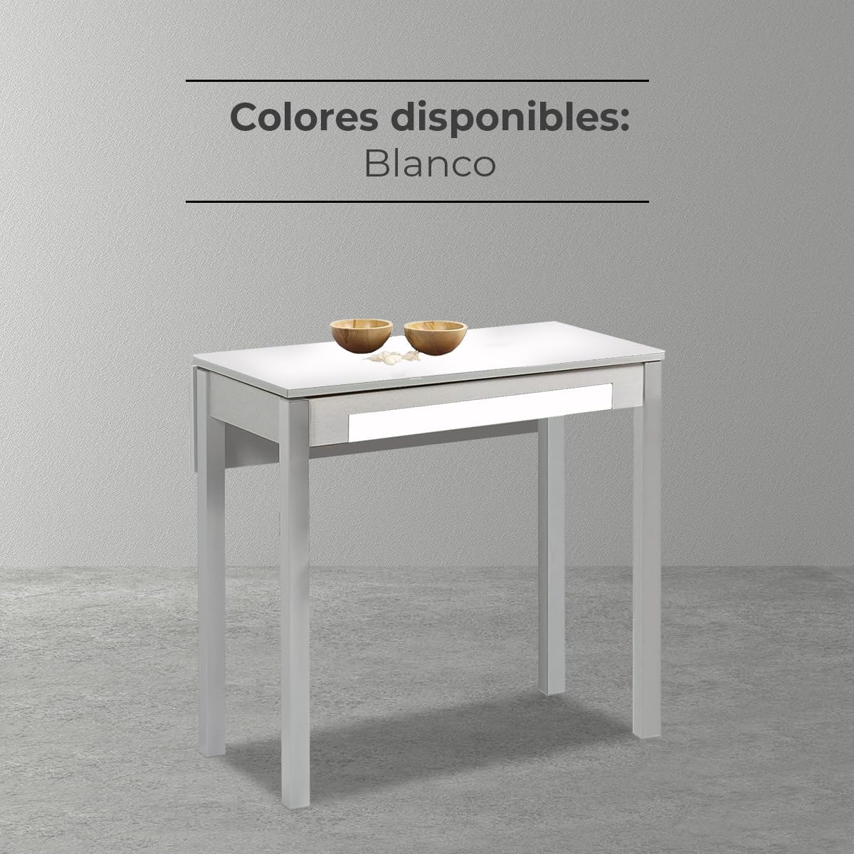 ASTIMESA Mesa de Cocina, Metal, Blanco, 90x50cm-extendida 90x70 cms