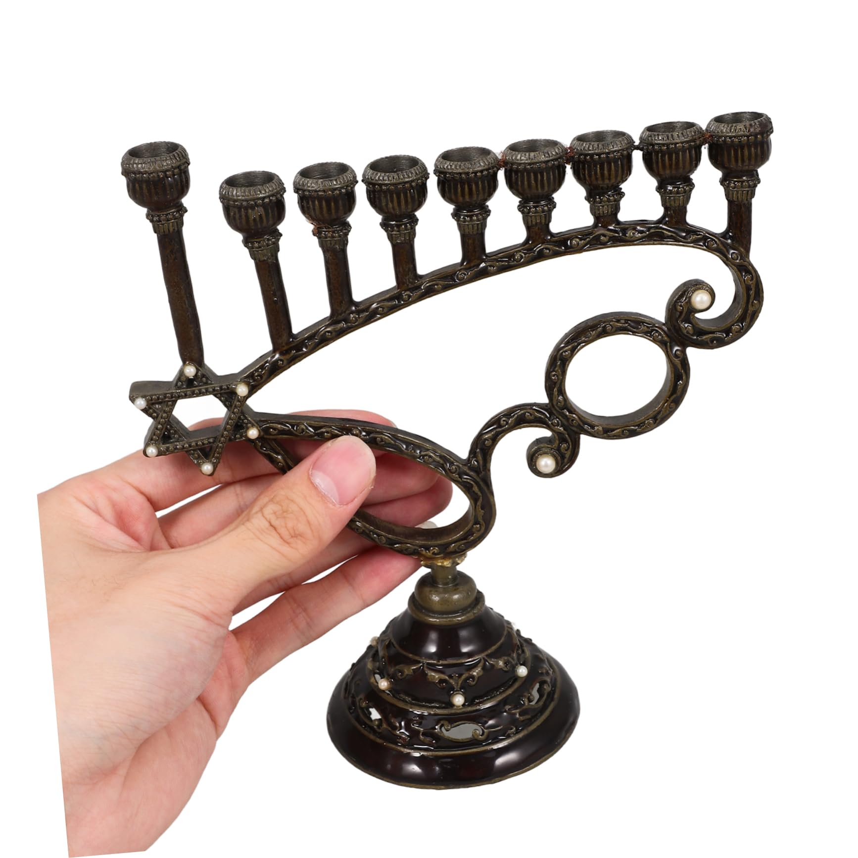 Cabilock Candelabro de Nueve Cabezas para Mesa Delicado Soporte de Vela de Decoración de Mesa Central Suministro para Hanukkah Candelabro de Escritorio