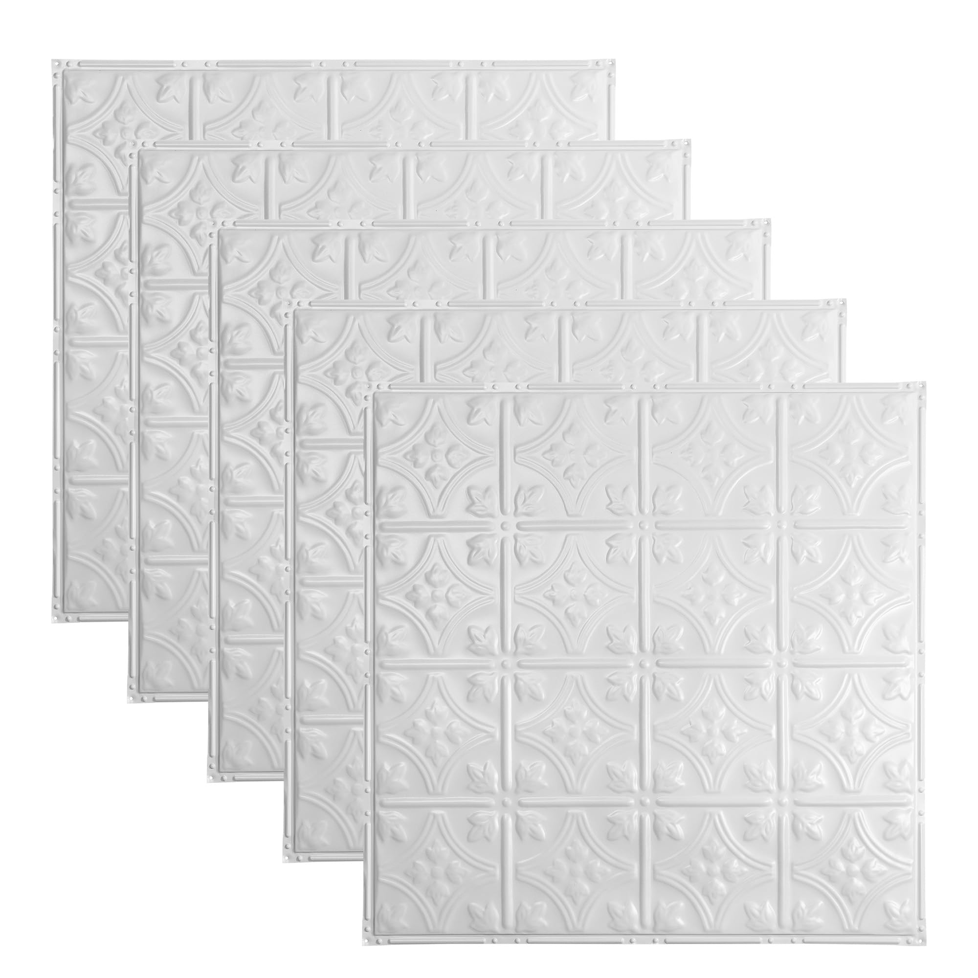 Hamilton Gloss White 2ft x 2ft Nail Up Ceiling Tiles - Perfect for DIY and Home Renovation Projects - Easy to Install (5 Pack)