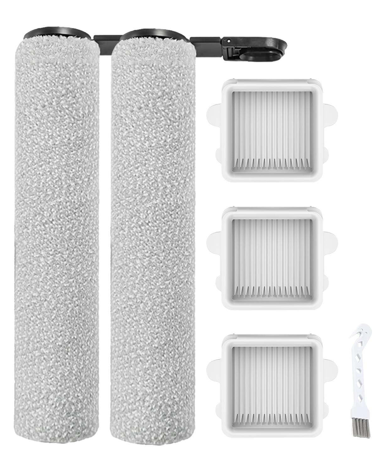 6Pack Replacement Vacuum Filter Roller Brushes For Roborock F25/F25 ACE/F25 ALT/F25 LT/F25 RT Wet/Dry Vacuum Cleaner Accessory Set,Replacement Parts Include 2Brush Rollers 3HEPA Filters 1Cleaner Brush