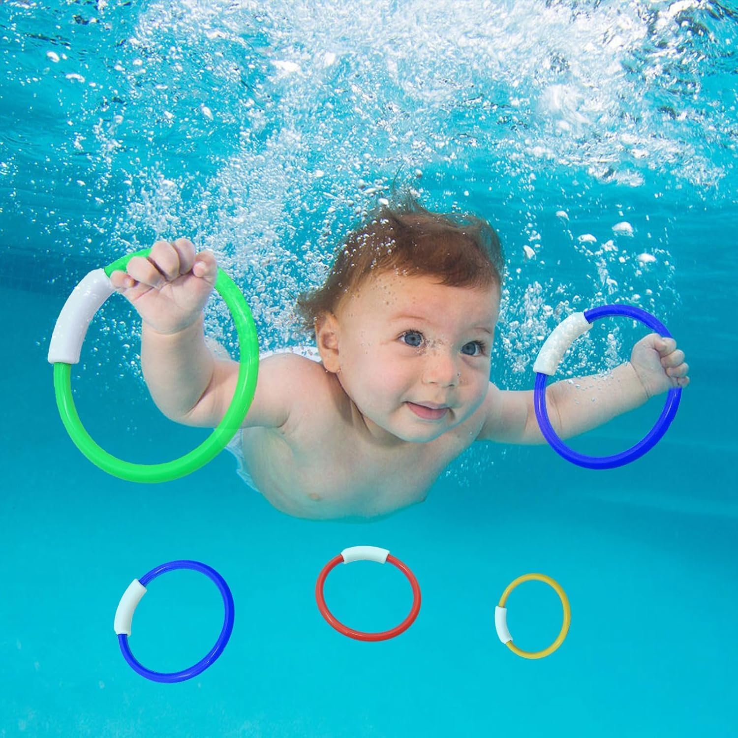 Fvbjd - Lot de 4 Enfants de Piscine de Anneaux de Plongée, Auto