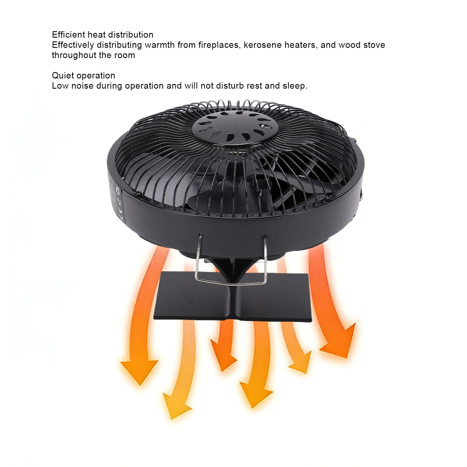Fockety Ventilador de Estufa de Leña, Ventilador de Chimenea de Leña de Aleación de Aluminio de 5 Aspas, Funcionamiento Silencioso No Eléctrico, con Termómetro Magnético, para Chimenea