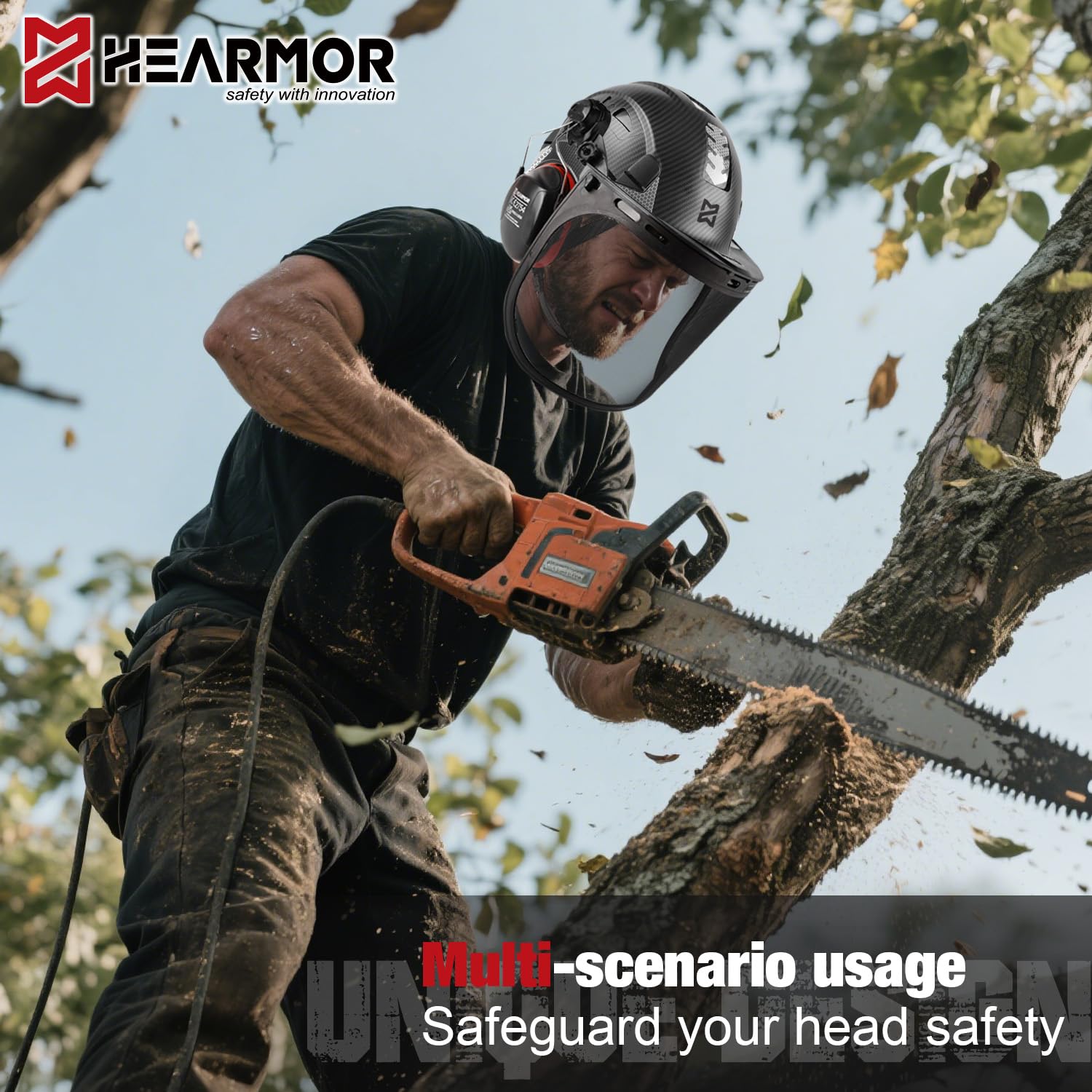 HEARMOR Mervex Forest Air – Casco de protección ABS para trabajos de alto trabajo en el sector forestal, certificación EN12492, aprobado EN397, absorción de impactos y resistencia a la penetración
