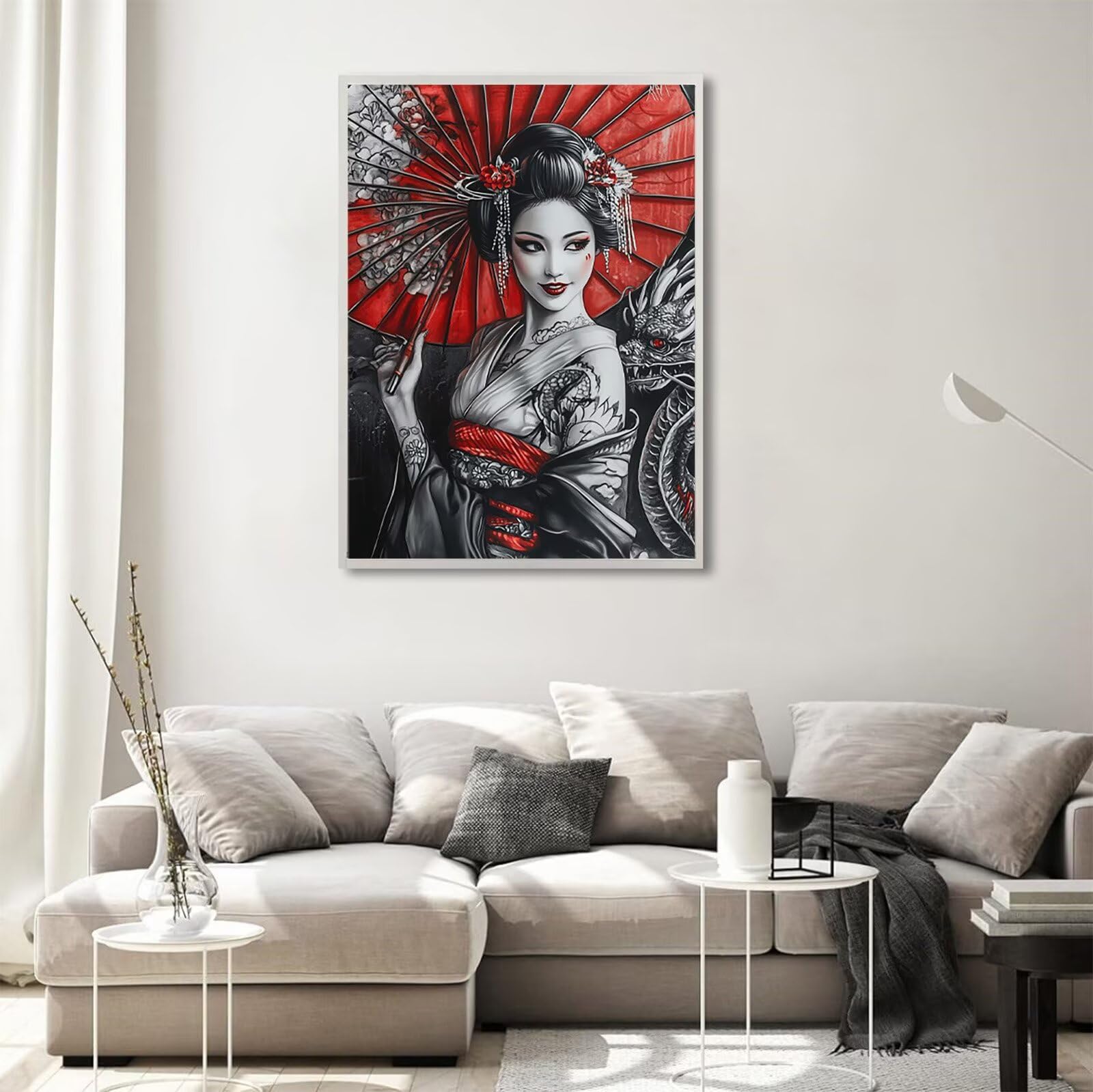 Diamond Painting Erwachsene Japan 5D Diamond Painting Frau DIY Set Erwachsene Anfänger, Vollbohrer Diamanten Malerei Stickerei Kreuzstich Bastelset für Zimmer Wand Deko Schlafzimmer 60x90cm, Model806