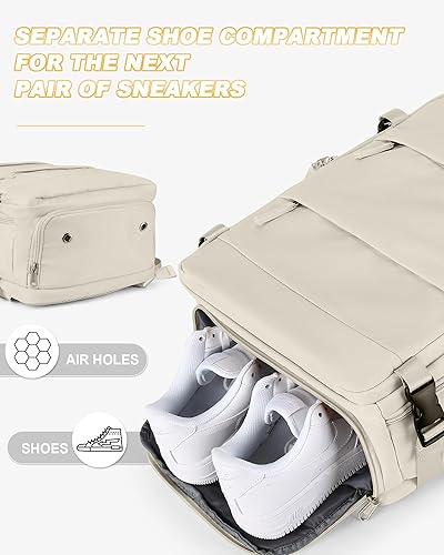 Miniatura 6 de Mochila de viaje para mujer, aprobada por aerolíneas, bolsas de mano para artículos personales, beige (A-Beige), Estándar, Mochila de viaje para