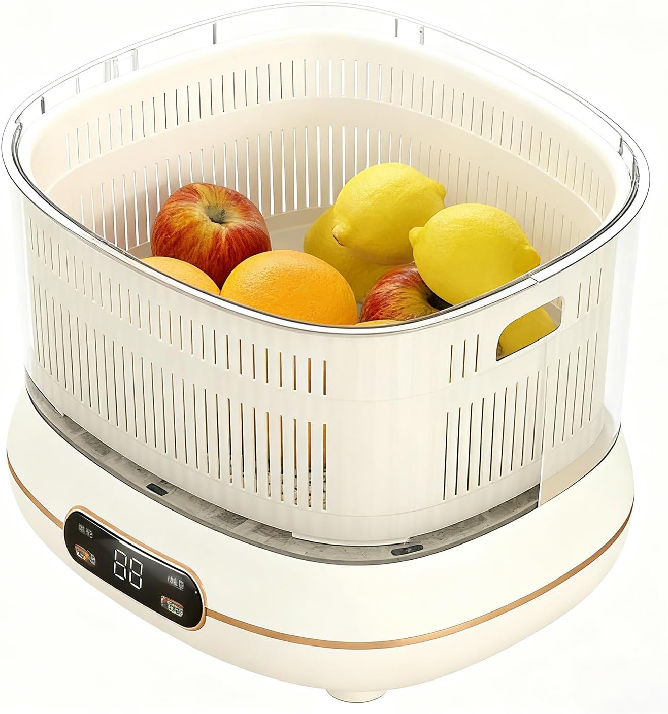 Fully Automatic Fruit and Vegetable Washing Machine, Vegetable Cleaning Equipment, Deep Cleaning, Time-saving, Kitchen Gadget. (White)
