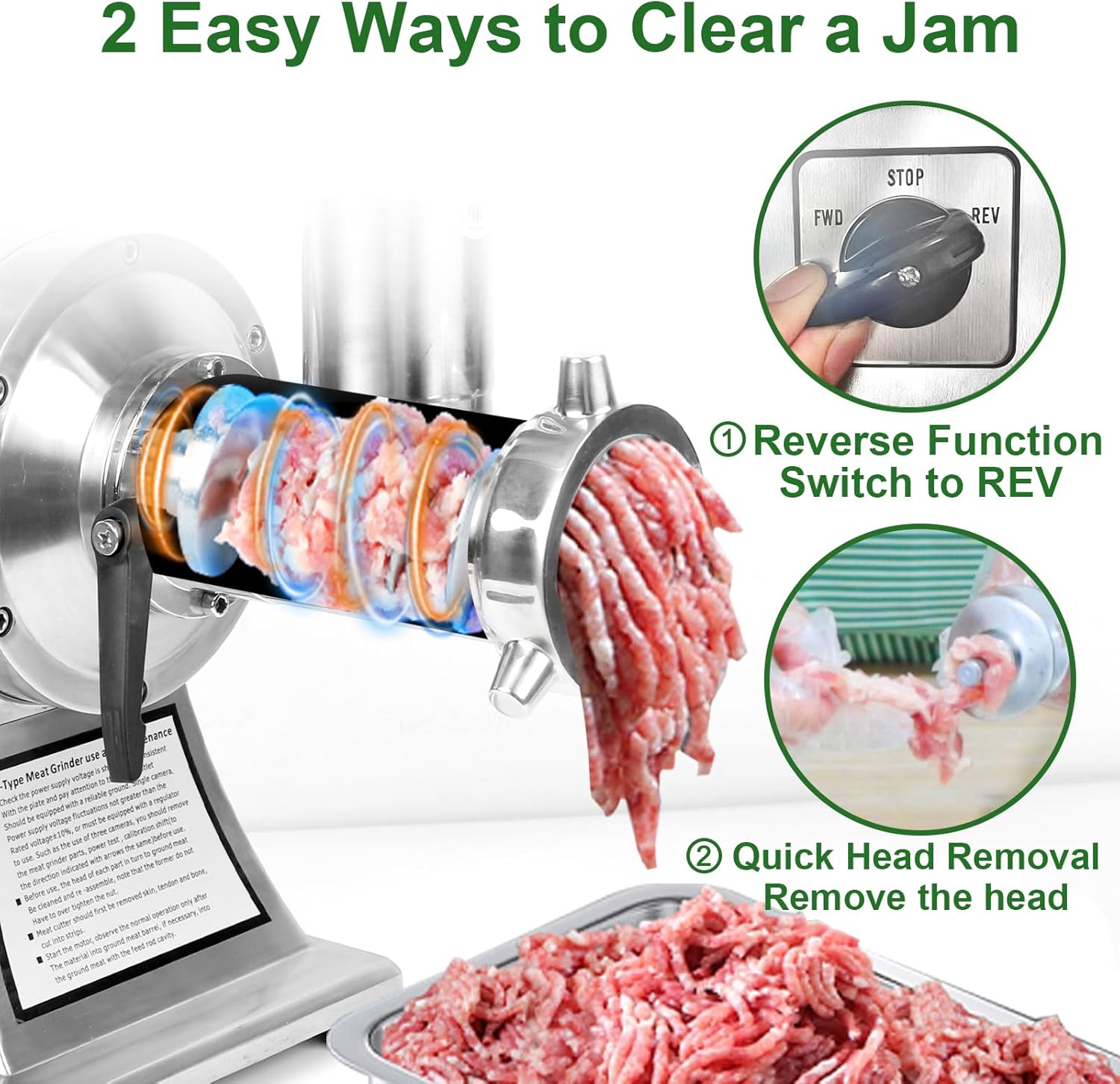 Commercial Meat Grinder Heavy Duty, 1.0HP Electric Meat Grinder #12C Stainless Steel Deer Meat Mincer for Home Use Deer with 2 Grinding Plates 3 Sausage Stuffer Tubes 2 Blades 1 Pusher