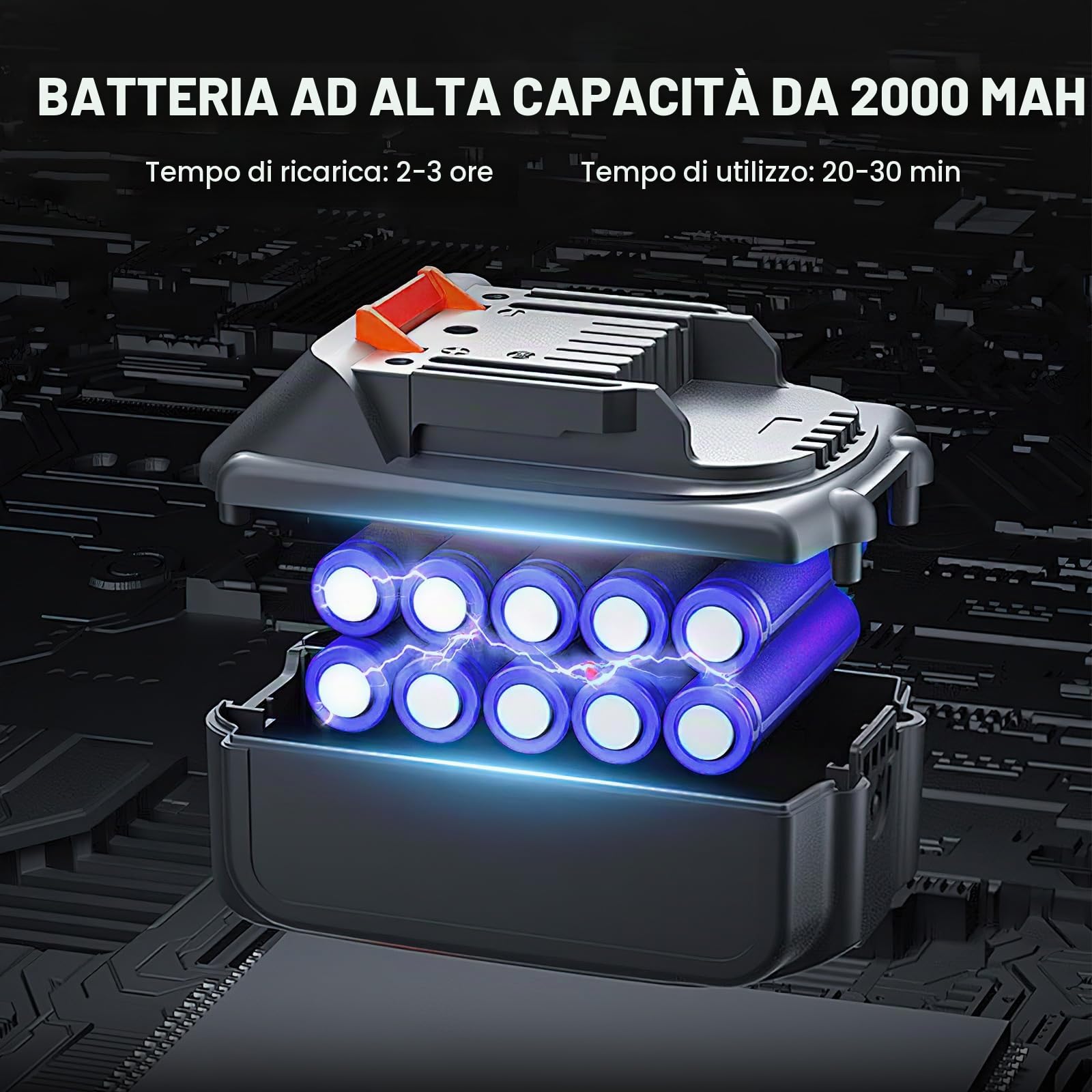 Fresa da giardino, mini motozappa, batteria da 21 V, 550 W, larghezza di lavoro 30 cm, profondità di lavoro 200 mm, 4 robusti coltelli da hacking, manico pieghevole, per piccole aiuole e giardino (2