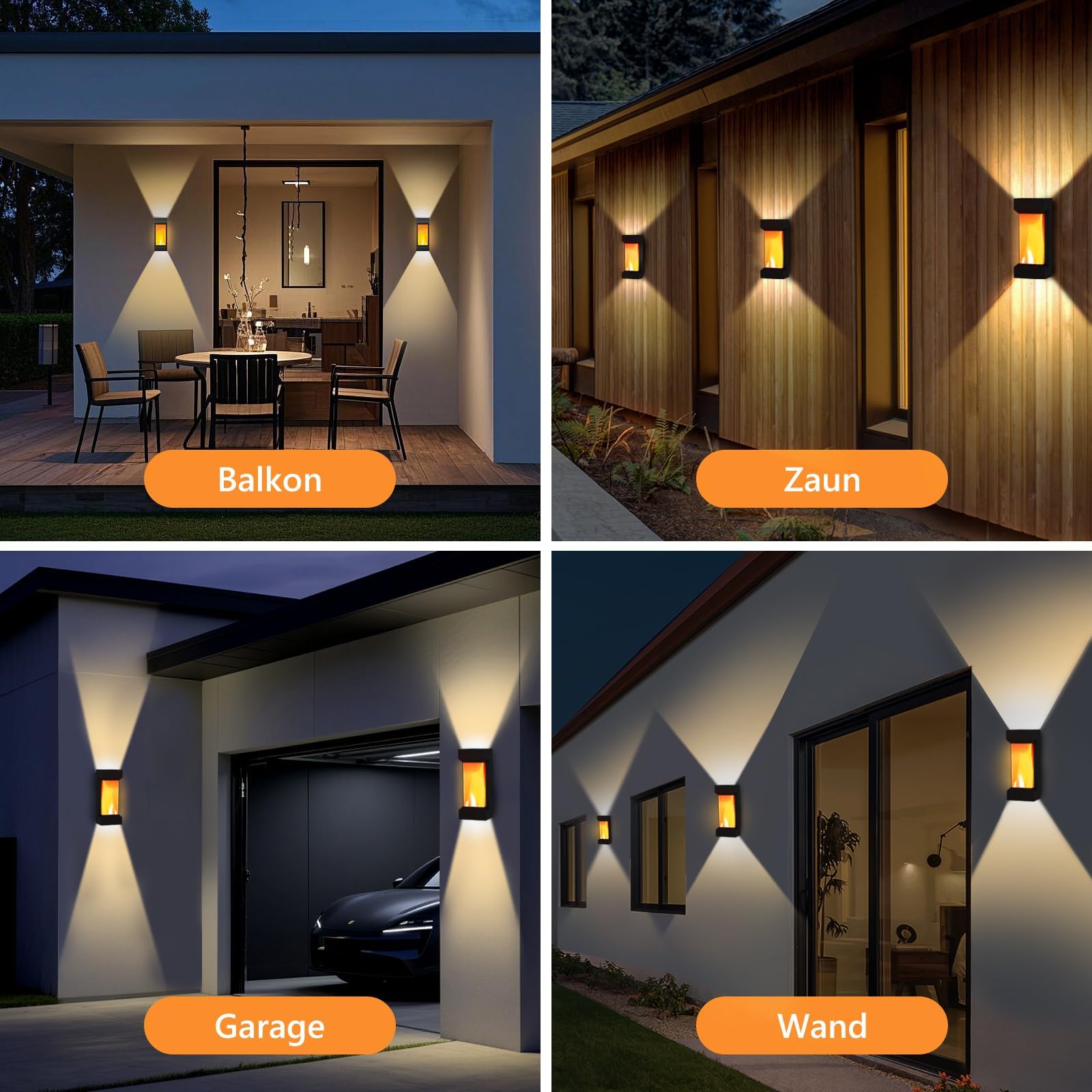 IP65 Außenlampe 17W Aussenlampe Wand - Up and Down Leuchten Aussen, 3000K Warmweiß, Außenleuchte Wand Flammen Wandleuchte, Aussenleuchte Aussenbeleuchtung für Hauswand Terrasse, 2 Stück