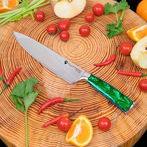 Cutelo Sky 8 Polegadas Verde - Faca do Chef Profissional em Aço Inoxidável: Estilo, Resistência e Ef