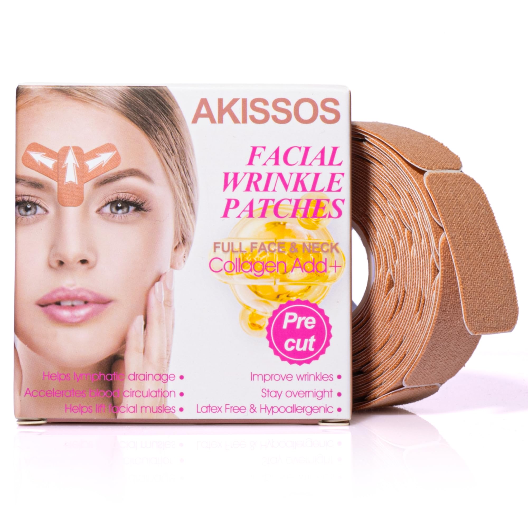 125 Pcs Roll Collagen Face Tape - 2026 New Version Pre Cut Forehead Wrinkle Patches Face Tape for