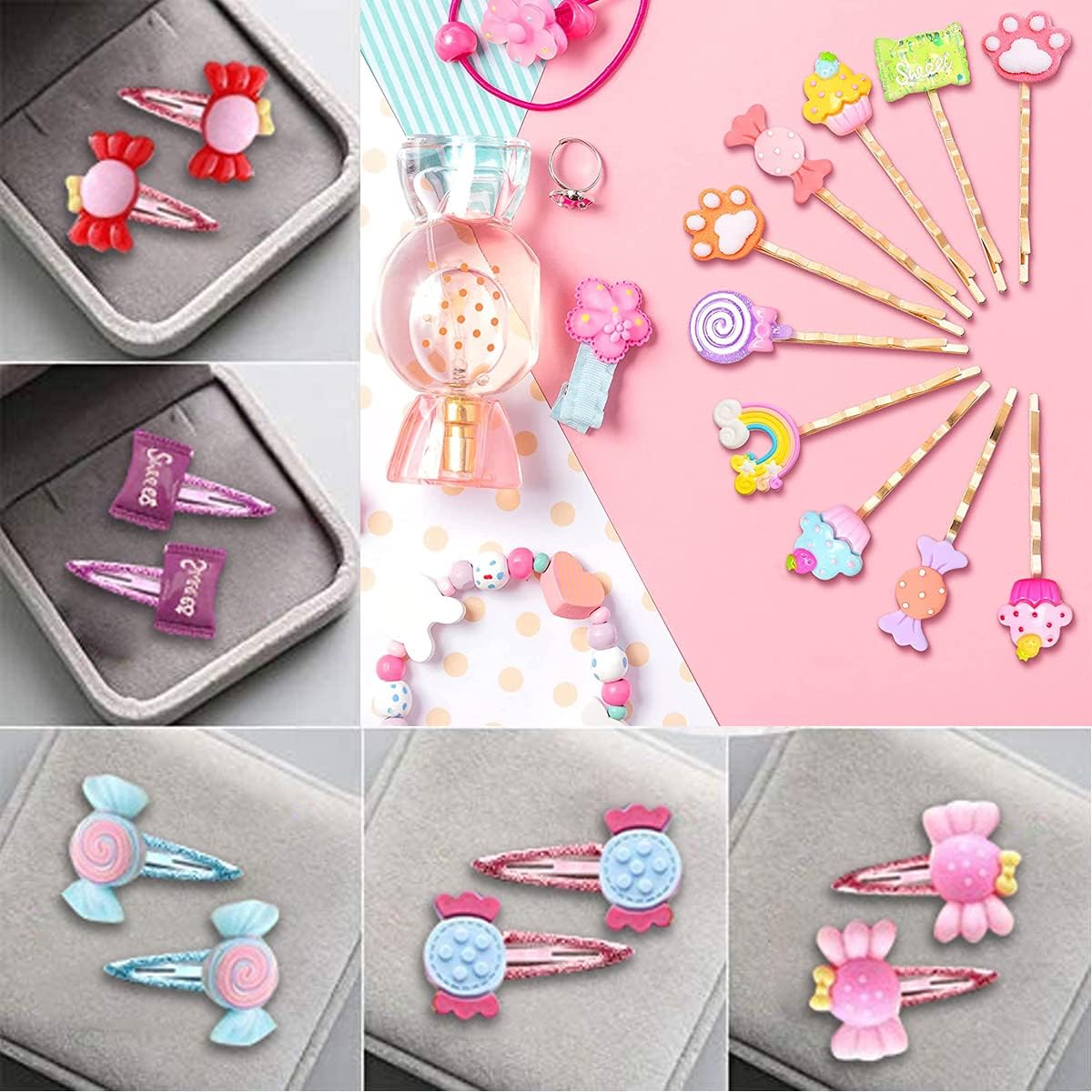 100 Pieces Super Cute Slime Charms Mixed Candy Sweets Resin Flatback Slime Beads Making Supplies for DIY Scrapbooking Crafts, Assorted Colors and Shapes