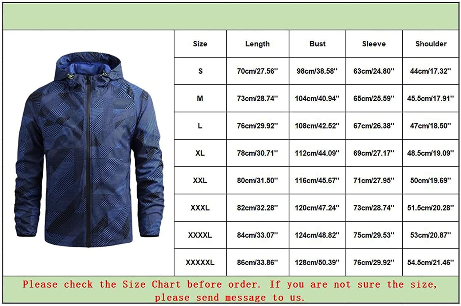 Chubasquero Impermeable para Hombre Impermeable Resistente a la Intemperie con cordón Chaqueta de Senderismo al Aire Libre Chaqueta Impermeable Chaqueta Informal para Exteriores