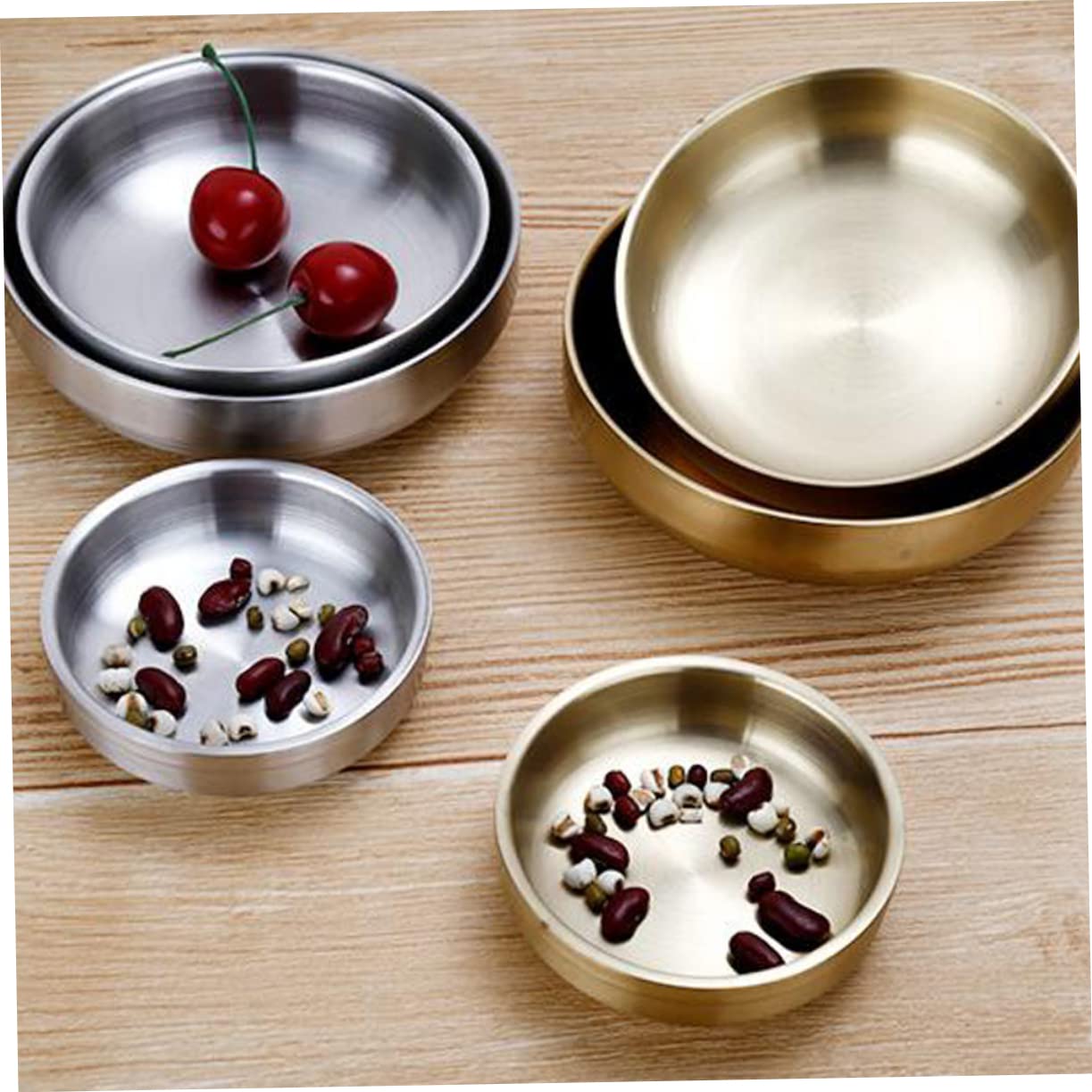 CIYODO 304 Appetizer Plates Small Condiment Bowls Appetizer Serving Plate Round Serving Platter Food Sauce Dish Snack Container Ramekins Sauce Cup Butter Container Dishes Golden re-usable