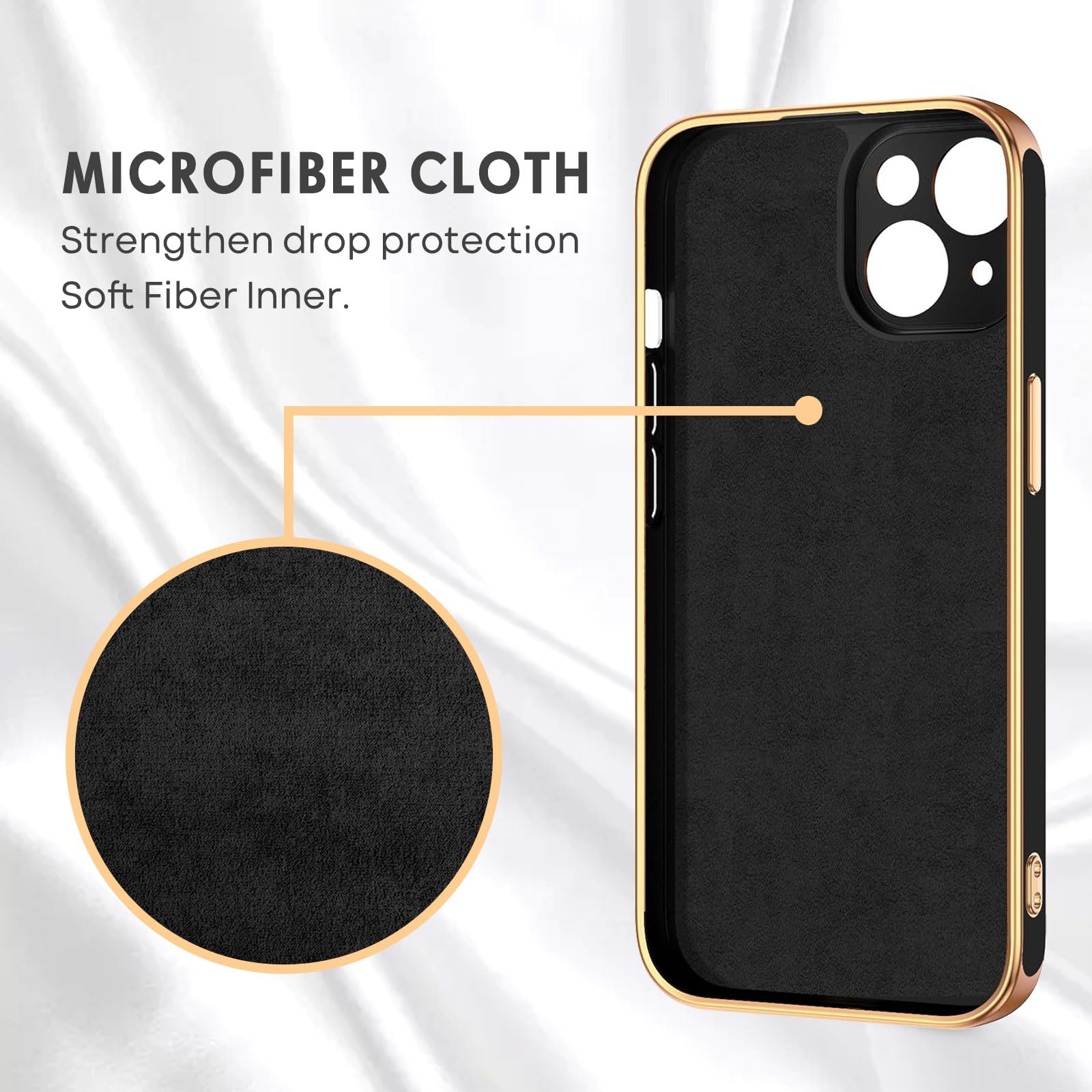 SouliGo Cover Compatibile con iPhone 15,Silicone TPU Morbida, Antiurto, Fodera in Microfibra Antigraffio, Con Supporto ad Anello a 360 Gradi, Custodia per iPhone 15 6.1, Nero
