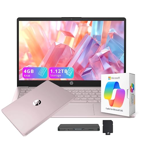 HP 14 HD Laptop with AI Copilot Pink
