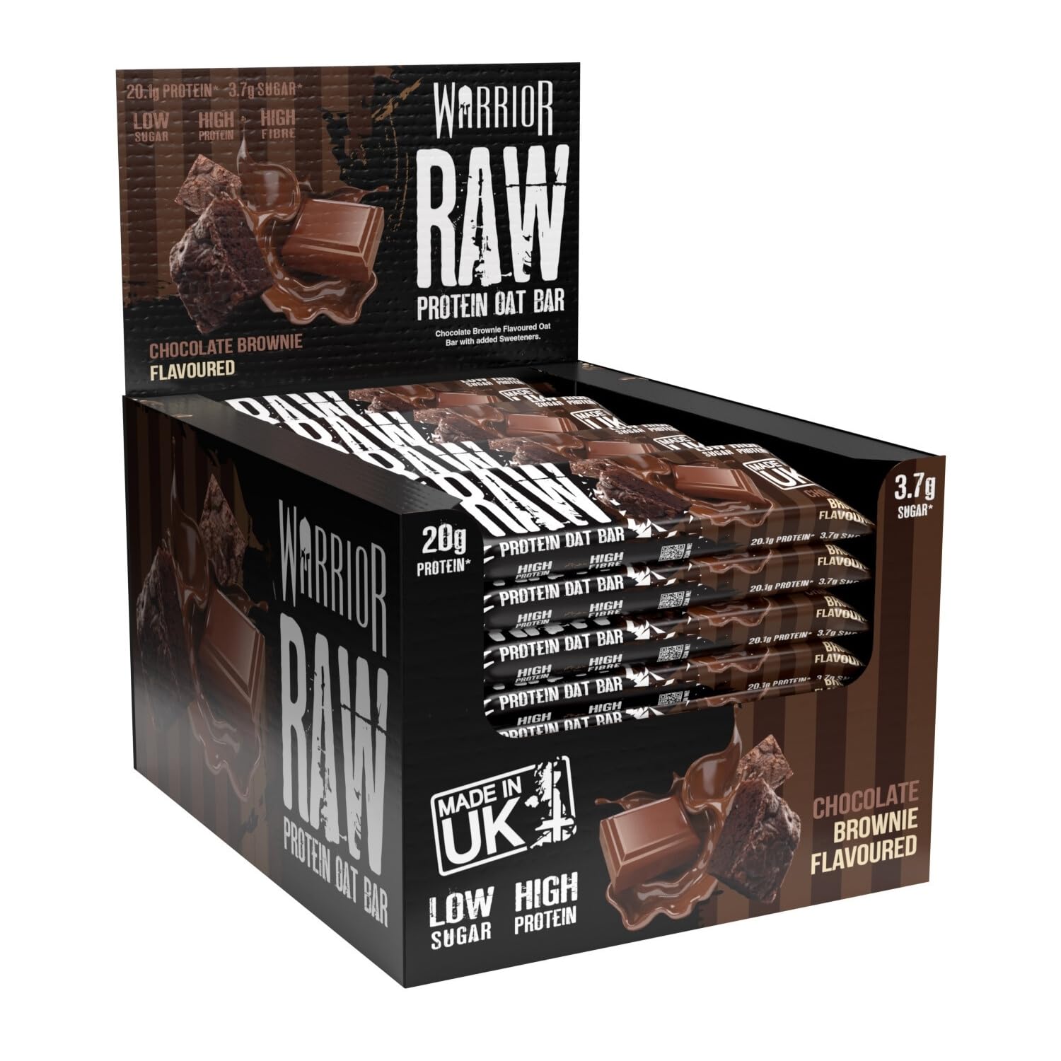 Warrior RAW Protein Bars 12 x 75g – 20g High Protein Bar, Low Sugar High Fibre Oat Protein Flapjack – Protein Snacks, Meal Replacement Bars (Chocolate Brownie) — view 36