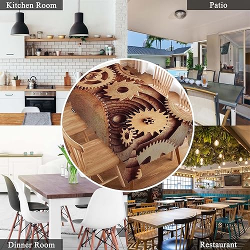 Miniatura 7 de Swono Fundas de mesa de reloj de 52 x 70 pulgadas, Steampunk Old Mental Mecánico, engranajes de reloj lavable, mantel de cocina y comedor, mantel