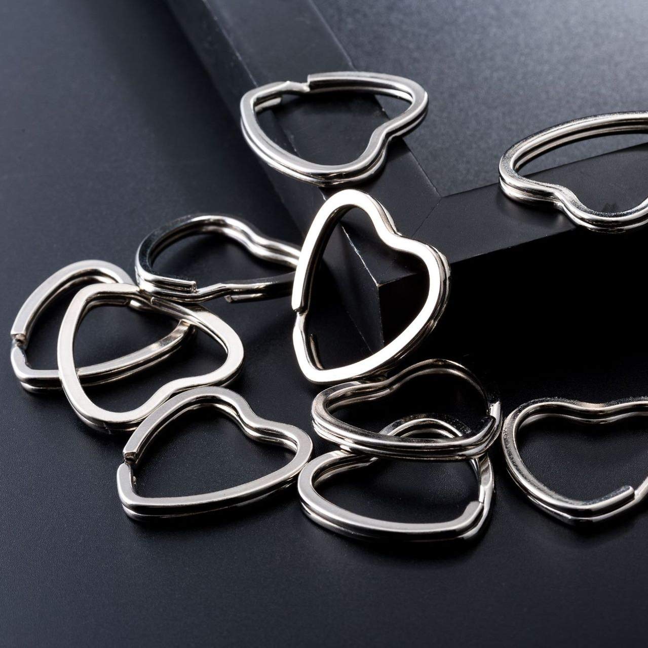 Amazon.com: Heyous 10pcs Creative Flat Key Ring Silver DIY Metal