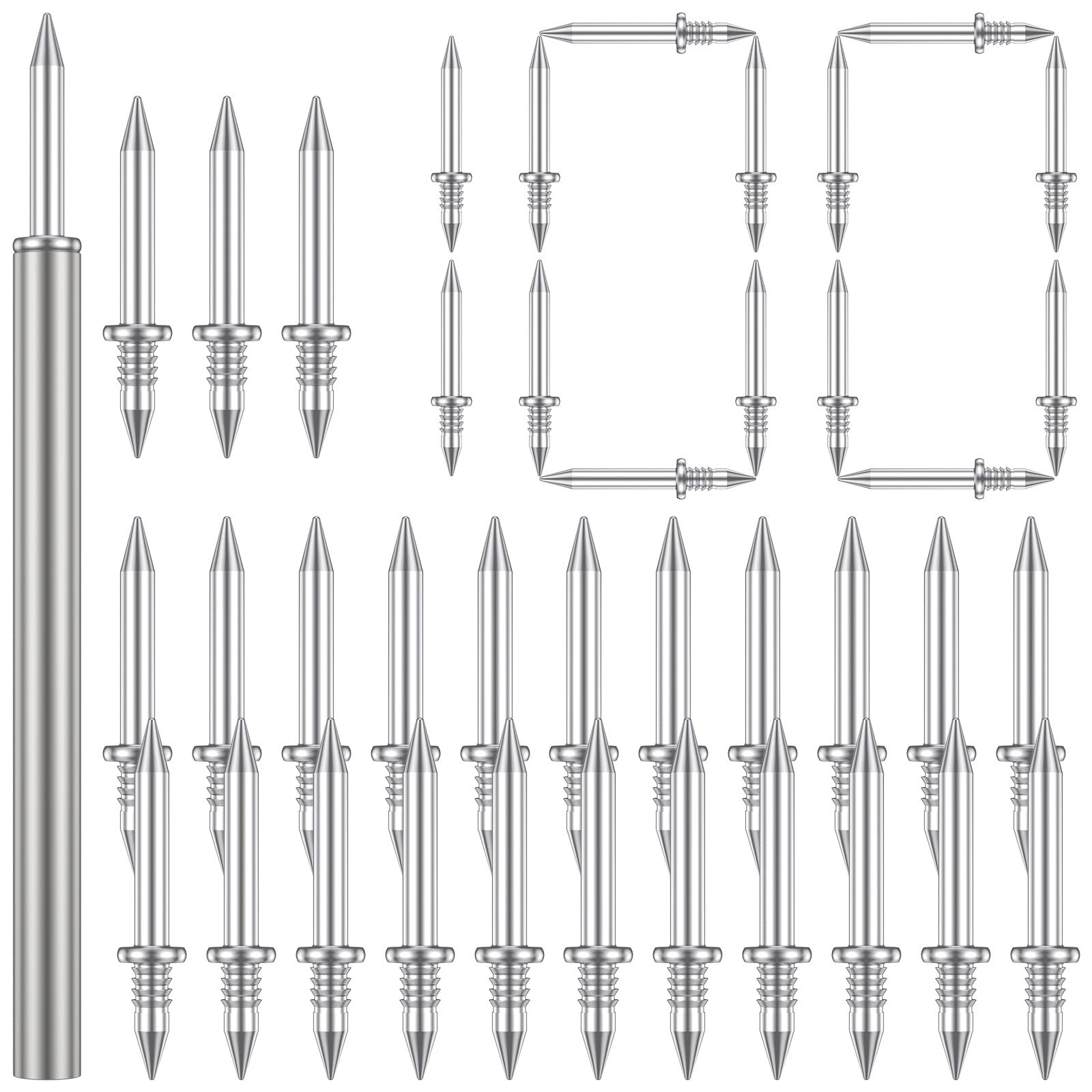 Lajhdcg 100Pcs Nails Double-Head Skirting Thread Seamless Nail Metal Skirting Line Without Marks Nail Screws Set With 2 Rods For Skirting Line(100Pcs Nails)
