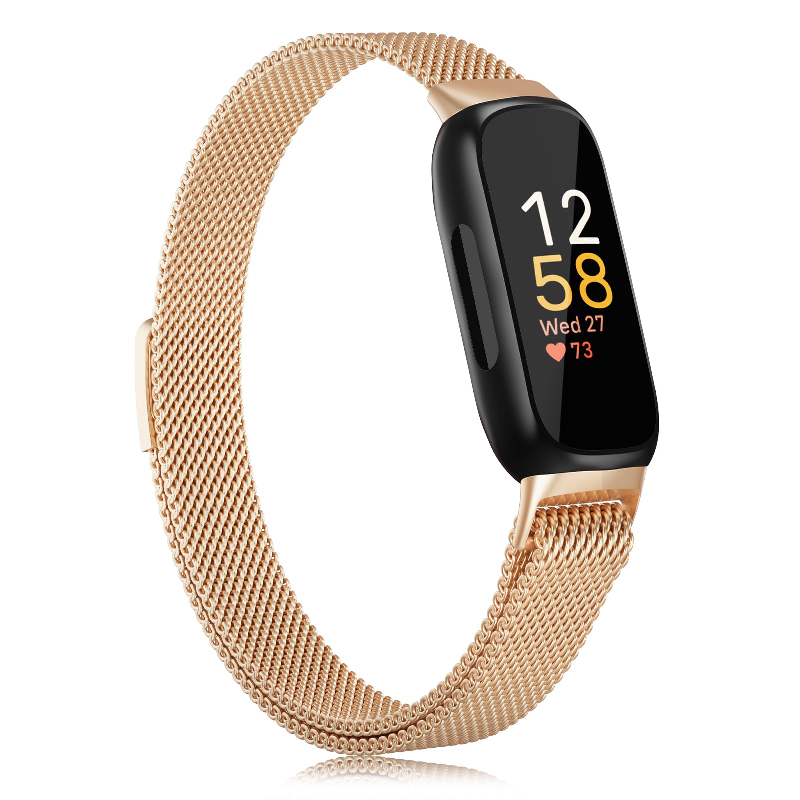 Tuocal Metal Strap compatible with Fitbit Inspire 3 Straps for Women Men, Magnet Stainless Steel Sport Mesh Loop Adjustable Wristband Replacement Strap for Inspire 3