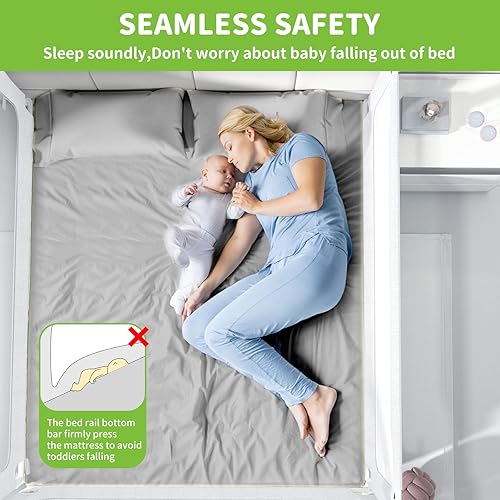 Miniatura 6 de Rieles de cama para niños pequeños, protector de barandilla de cama de bebé ajustable de altura mejorada especialmente diseñado para tamaño