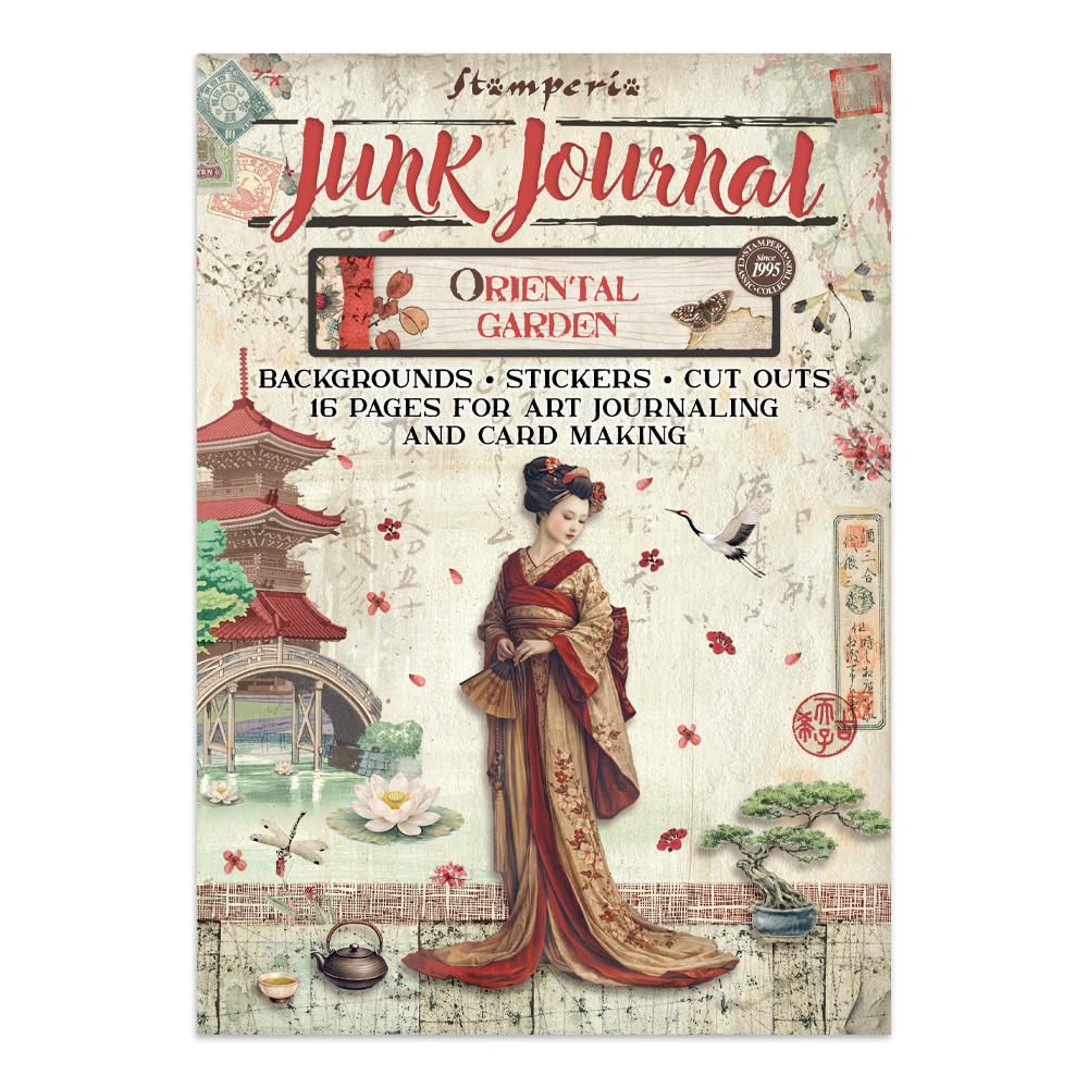 Stamperia Junk Journal Backgrounds,  Stickers Cuts Outs Oriental Garden