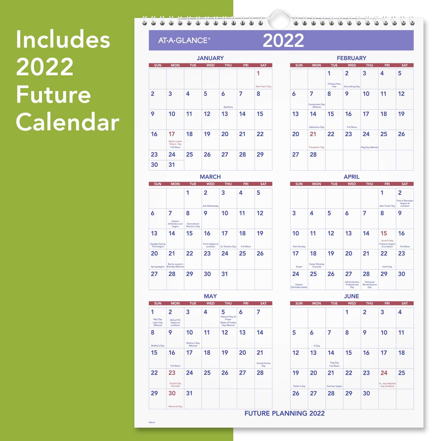 AT-A-GLANCE Wandkalender 2021, 30,5 x 43,2 cm, mittelgroß, monatlich Spiralbindung (PM22821)