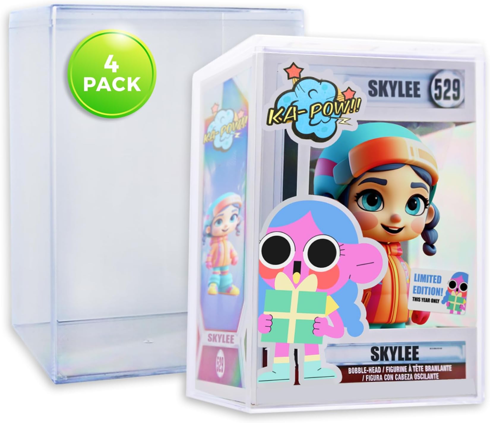 4-Pack Clear Hard Plastic Funko Pop Protector Display Cases for 4" Figures, Stackable Display Cases, Made in USA by Gary Plastic Packaging