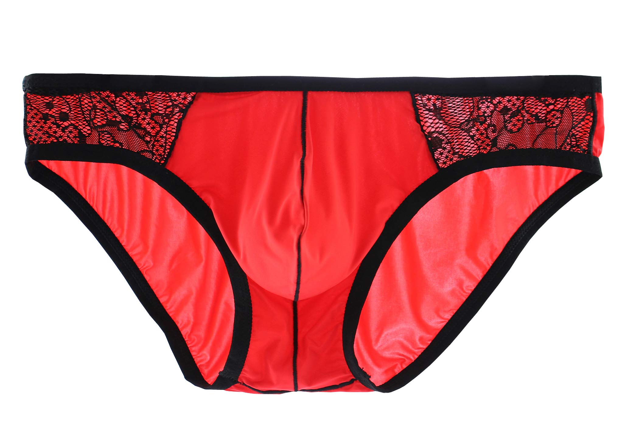 WINDAYMen Briefs Lace Silk Low Rise Bikini Briefs and Breathable Underwear B162