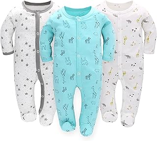 افرهول للاطفال من الجنسين من شلافسترامبلر، 3 قطع من بيجامات بومول سترامبلر، جمبسوت طويل الاذرع للاطفال، ملابس اطفال بعمر 0-7 اشهر