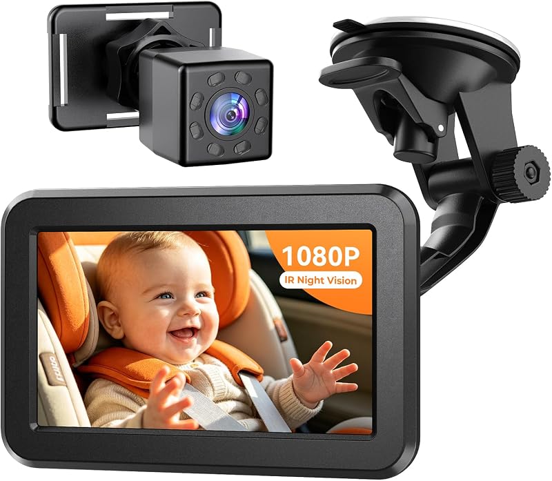 2026 Upgraded Baby Car Camera 1080P HD IR Night Vision Rear Facing | 2 Mins Easy Install Baby Shower 360° Rotation & 150° Wide Clear View Car Seat Camera