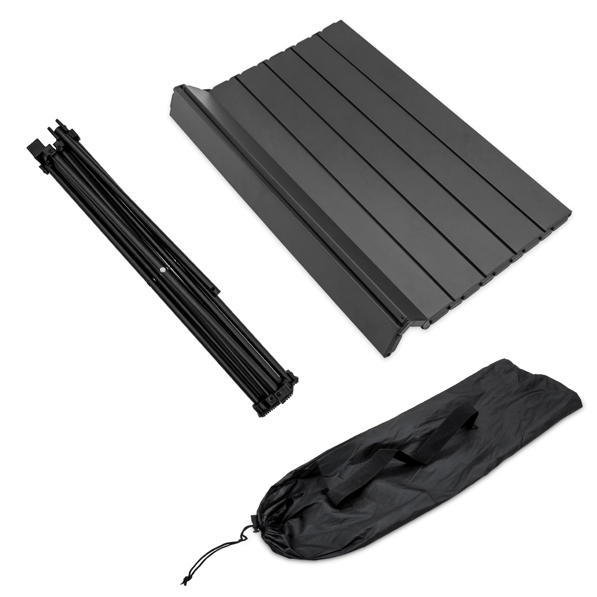 Spetebo Salon de camping 3 pièces avec table pliante en aluminium et sac de transport - Anthracite - Ensemble de table de jardin avec 2 chaises de camping jusqu'à 150 kg - Chaise de pêche d'extérieur