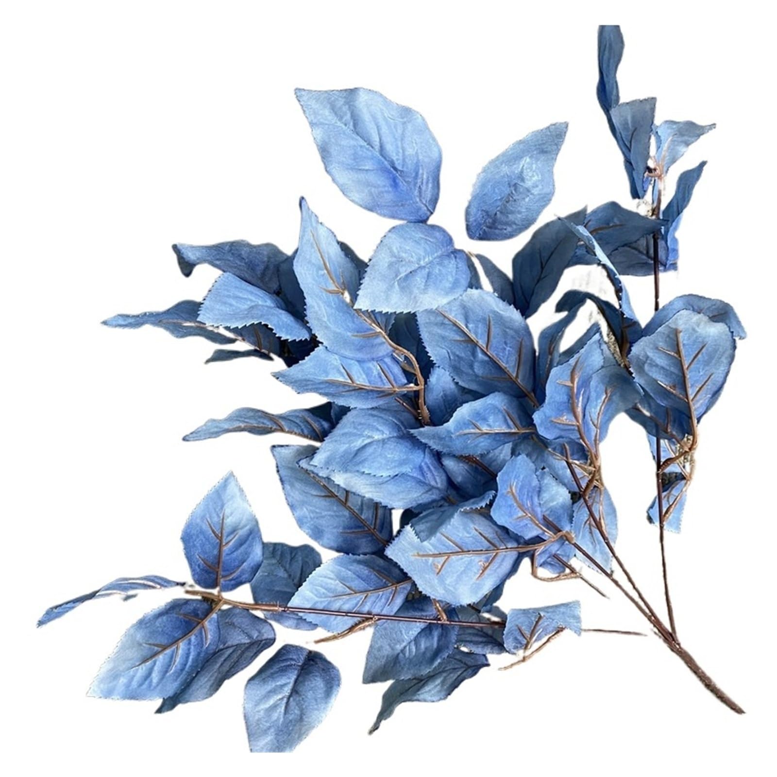 5/6PCS Wedding Decor Pink Silk Bouquet Simulation Plants Auditorium Decoration Artificial Green Plant Leaf Fake Flower(Misty blue,6pcs)