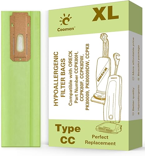 Paquete de 12 bolsas de vacío Oreck XL, hipoalergénicas, se adaptan a todas las aspiradoras verticales Oreck XL, bolsas de vacío tipo filtro CC.