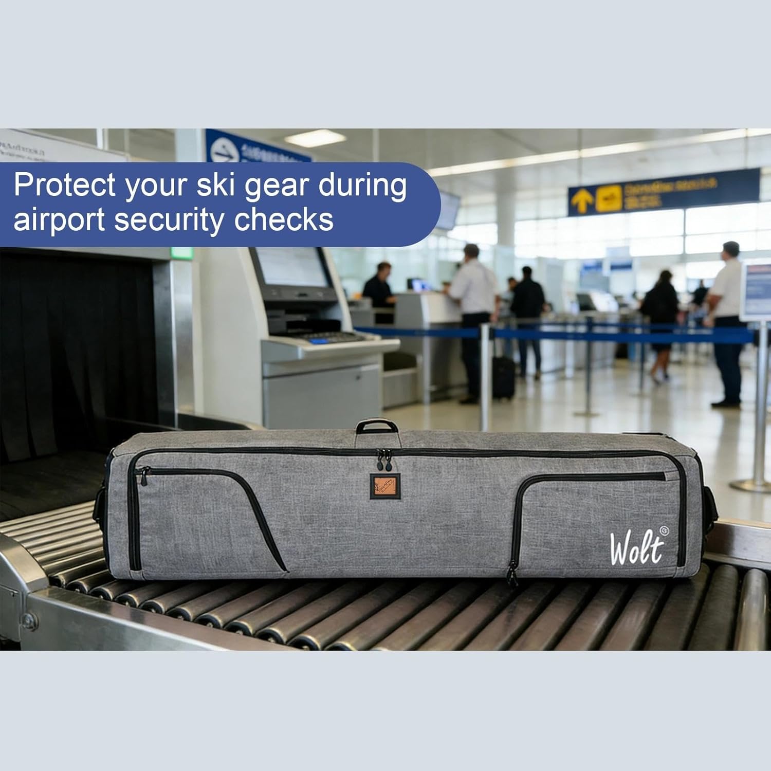 WOLT Rolling Ski Bag,Padded Snowboard Bag with Wheels for Air Travel, Fit to Double Pairs of Skis up to 175 or 190 cm - Image 9