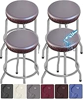 Vista 1 de Fundas para taburetes de bar de PU, paquete de 4 fundas de asiento redondas impermeables extraíbles lavables con bandas elásticas para taburetes