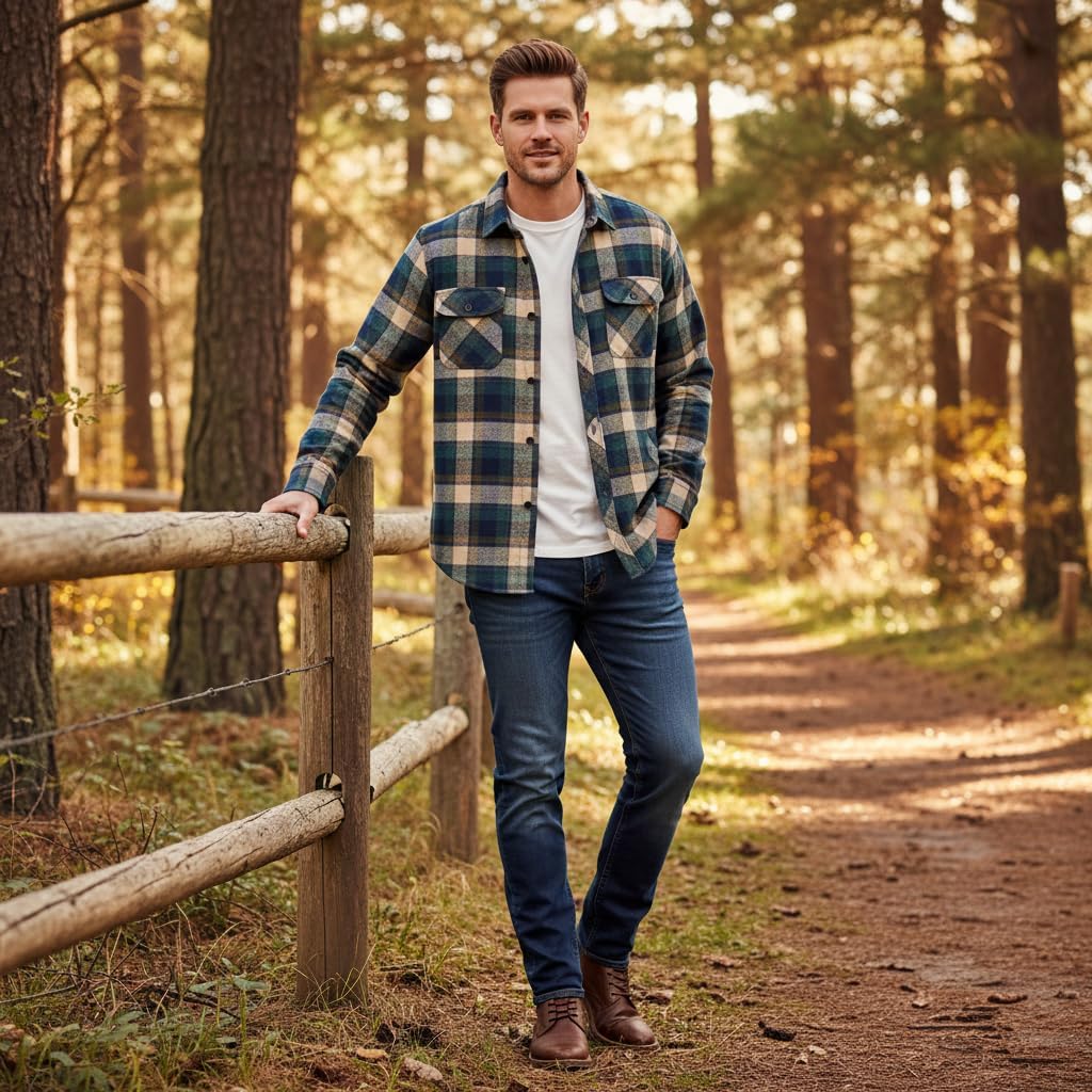 Jackets for Mens Long Sleeve Hoodie Flannel Shirt with Hood Gifts