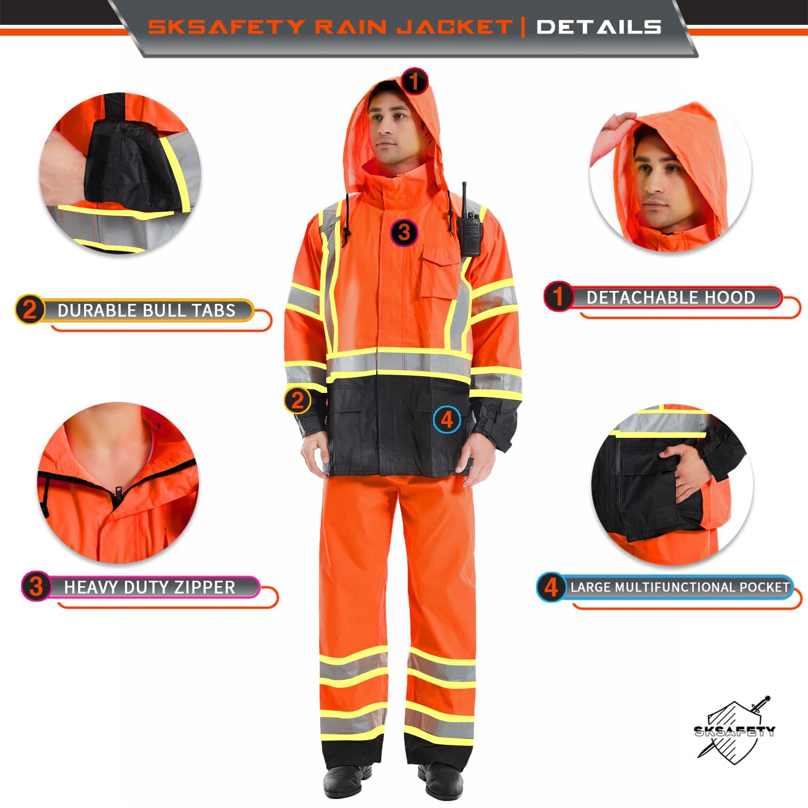 Snapklik.com : SKSAFETY Hi Vis Rain Suits For Men Waterproof, High Vis ...