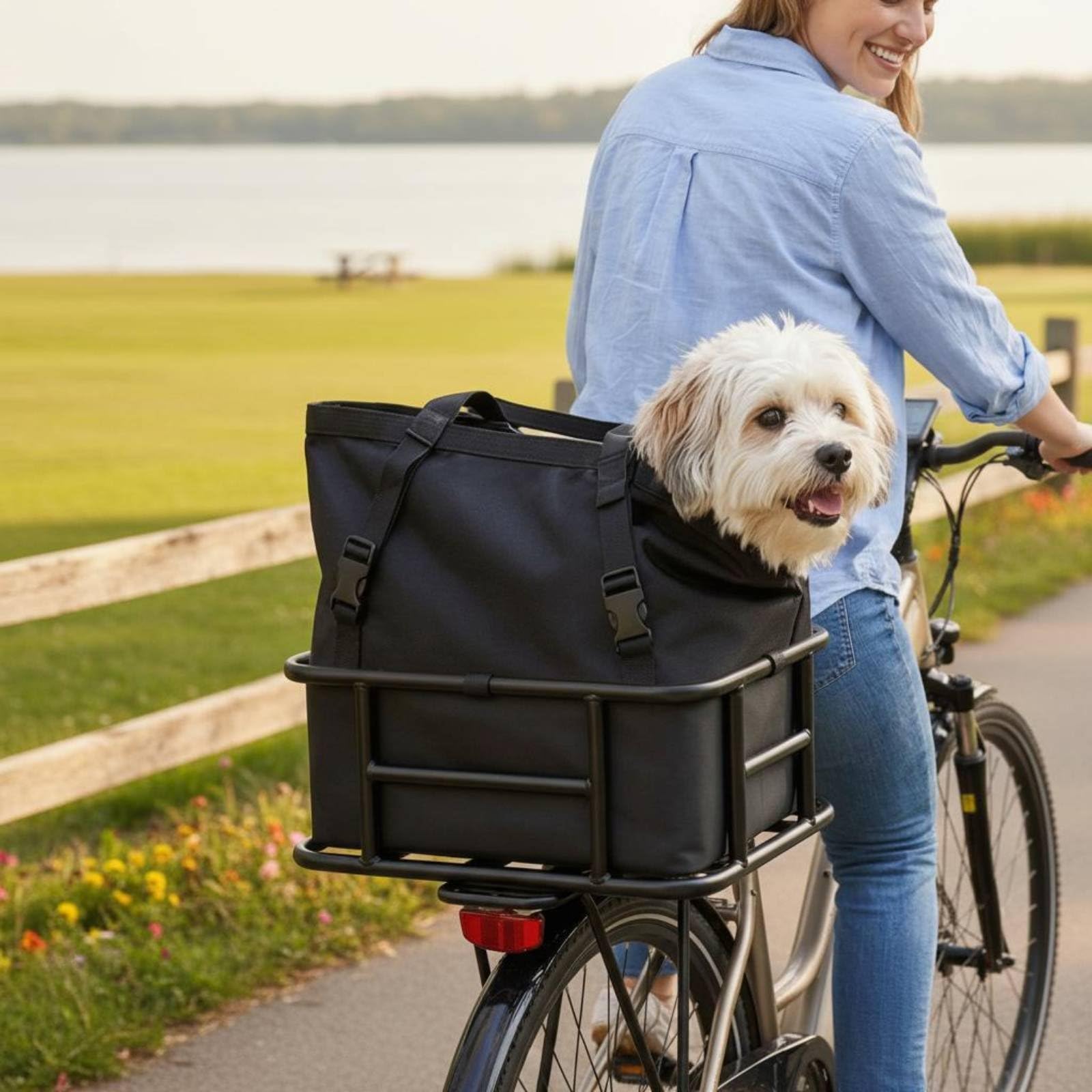Haustier Fahrradkorb multifunktional Fahrradkorb hinten stabil und Hinterradkorb für E-Bikes für Berufstätige, Tier-Transport, Einkaufen