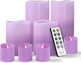 Furora LIGHTING Purple Real Wax Flameless Candles with Remote and Timer