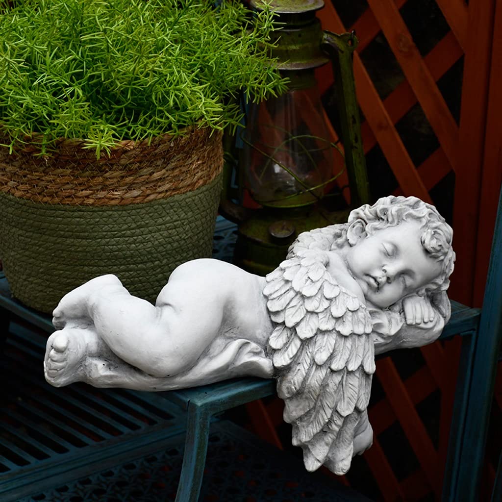 Kartka z życzeniami Outdoor Garden Angel Sculpture Decoration Courtyard Sleeping Posture Art Decor, używana na tarasie trawnik balkon dekoracja ozdoby świąteczne karta